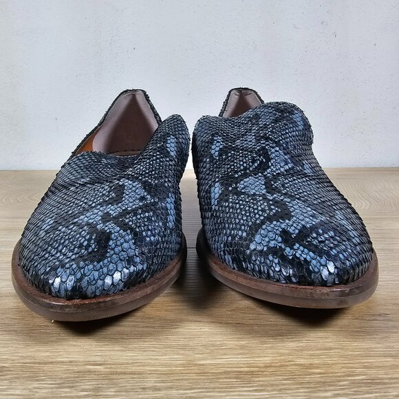 Lucky Brand Womens Garny Loafer Shoes Leather Bluestone Snakeskin Pattern 9M - Picture 4 of 9